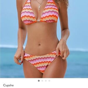 Cupshe Vibrant Zigzag Bikini - Orange and Pink